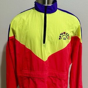 Vintage Neon Spot Sport European Beach Windbreaker Mens M Pullover